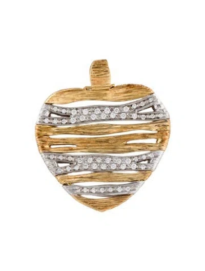 Pre-owned Roberto Coin 18k Diamond Elefantino Flex Heart Pendant, 1.25" In Multi