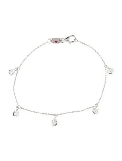 Pre-owned Roberto Coin 18k Diamond Five Station Dangle Bracelet, 7" In Multi