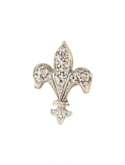 Pre-owned Roberto Coin 18k Diamond Fleur De Lis Pendant, 0.75" In Multi