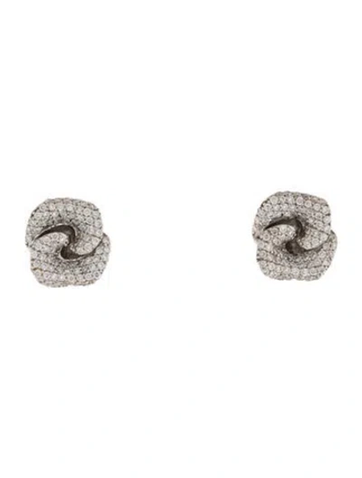 Pre-owned Roberto Coin 18k Diamond Flower Stud Earrings In Multicolor