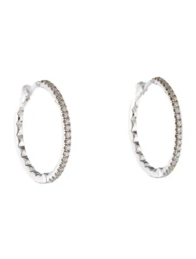 Pre-owned Roberto Coin 18k Diamond Hoop Earrings In Multi