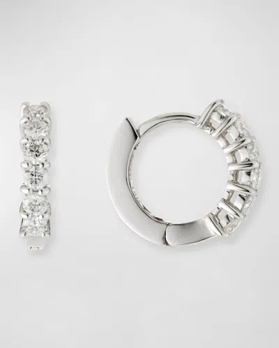 Roberto Coin 18k Diamond Huggie Hoop Earrings, 15mm In Metallic