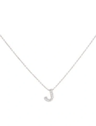 Pre-owned Roberto Coin 18k Diamond Initial 'j' Tiny Treasures Love Letter Pendant Necklace, 17" In Multi