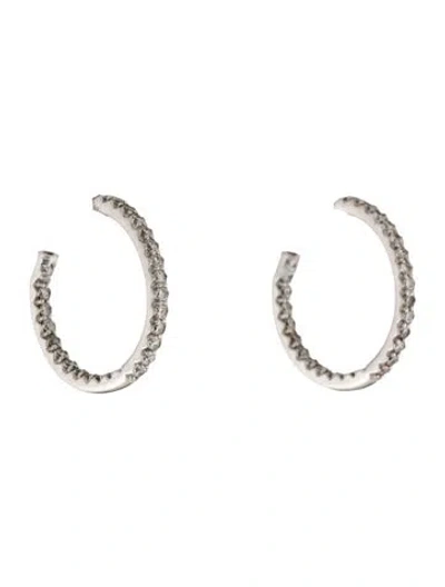 Pre-owned Roberto Coin 18k Diamond Inside Out Hoop Earrings In Multi