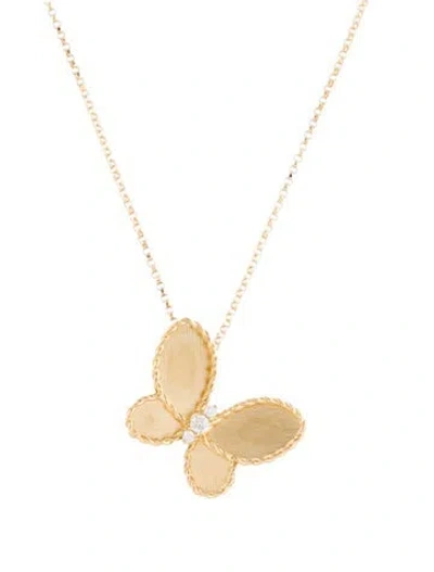 Pre-owned Roberto Coin 18k Diamond Jasmine Butterfly Pendant Necklace, 17.75" In Multi