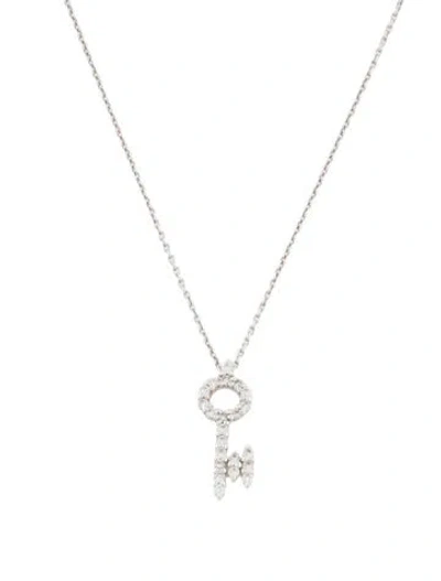 Pre-owned Roberto Coin 18k Diamond Key Pendant Charm, 17.75" In Multi