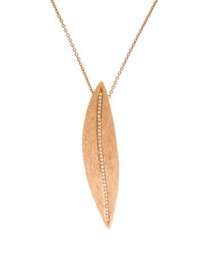 Pre-owned Roberto Coin 18k Diamond Leaf Pendant Necklace, 16.25" In Multi