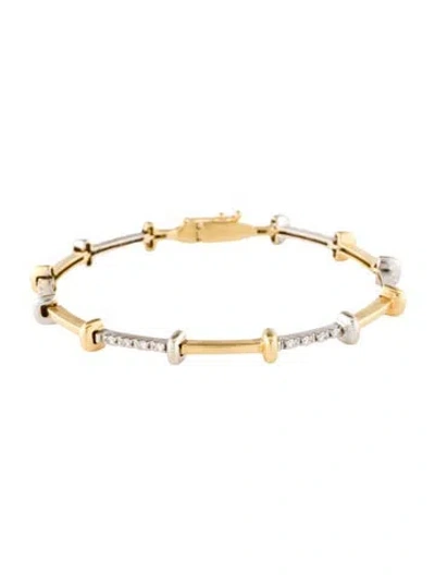 Pre-owned Roberto Coin 18k Diamond Link Bracelet, 6.75" In Multi