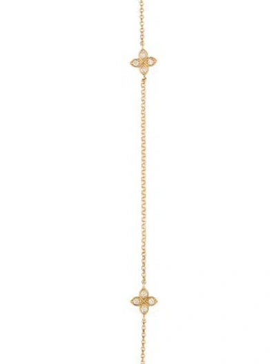 Pre-owned Roberto Coin 18k Diamond Love In Verona 10 Station Flower Long Necklace, 36" In Multicolor