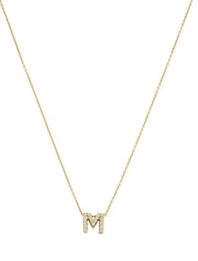 Pre-owned Roberto Coin 18k Diamond Love Letter Initial M Pendant Necklace, 18" In Multi