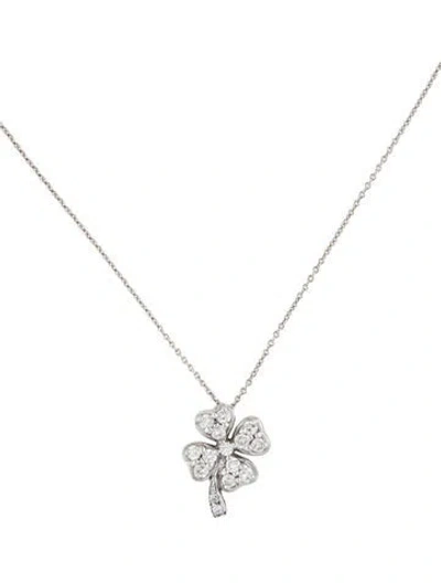 Pre-owned Roberto Coin 18k Diamond Lucky Clover Pendant Necklace, 18" In Multicolor