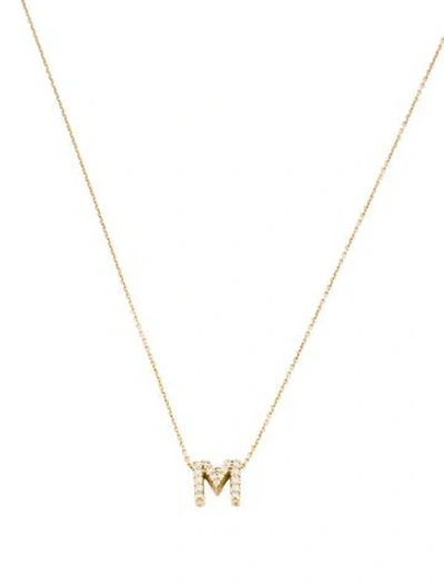 Pre-owned Roberto Coin 18k Diamond 'm' Love Letter Necklace, 18" In Multicolor