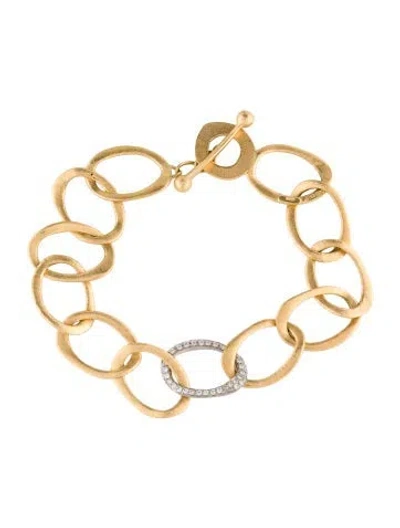Pre-owned Roberto Coin 18k Diamond Oval Flat Link Bracelet, 7" In Multi