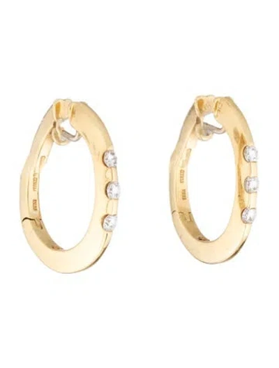 Pre-owned Roberto Coin 18k Diamond Oval Hoop Earrings In Multi