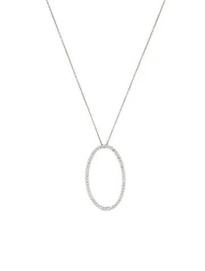 Pre-owned Roberto Coin 18k Diamond Oval Pendant Necklace, 18" In Multicolor