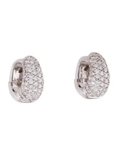 Pre-owned Roberto Coin 18k Diamond Pavé Huggie Earrings In Multicolor