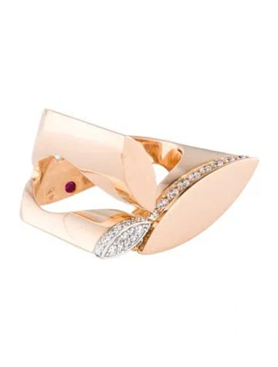 Pre-owned Roberto Coin 18k Diamond Petals Cocktail Ring In Multi