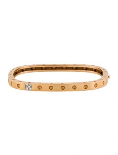 Pre-owned Roberto Coin 18k Diamond Pois Moi Square Bangle, 6.75" In Multi