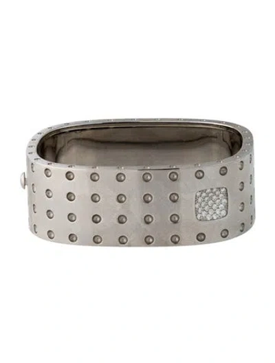 Pre-owned Roberto Coin 18k Diamond Pois Mois Wide Bangle Bracelet, 7" In Multi