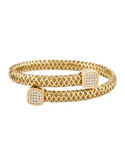 Pre-owned Roberto Coin 18k Diamond Primavera Flex Cuff Bracelet, 6.5" In Multi