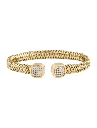 Pre-owned Roberto Coin 18k Diamond Primavera Flex Cuff Bracelet, 6.5" In Multi