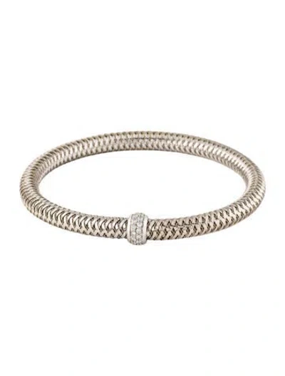 Pre-owned Roberto Coin 18k Diamond Primavera Flexible Bangle Bracelet, 7" In Multi