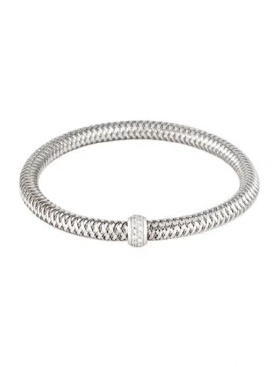 Pre-owned Roberto Coin 18k Diamond Primavera Station Flex Bracelet, 7" In Multicolor