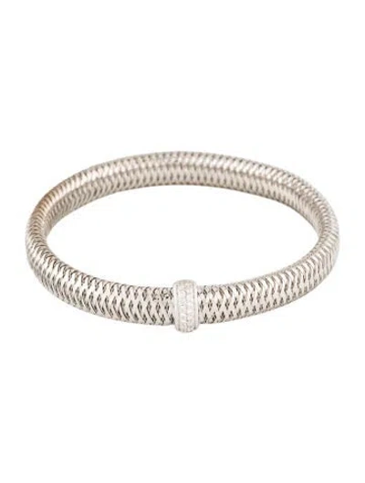 Pre-owned Roberto Coin 18k Diamond Primavera Stretch Mesh Bracelet, 7.25" In Multi