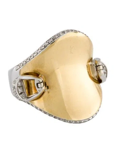 Pre-owned Roberto Coin 18k Diamond Saddle Stirrups Cocktail Ring In Multi