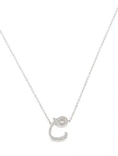 Pre-owned Roberto Coin 18k Diamond Script 'c' Pendant Necklace, 16.5" In Multi