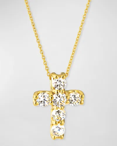 Roberto Coin 18k Diamond Square-set Cross Pendant Necklace In Gold