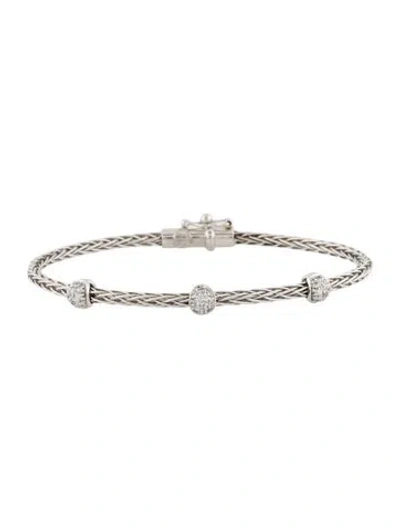 Pre-owned Roberto Coin 18k Diamond Station Bangle Bracelet, 6.75" In Multi