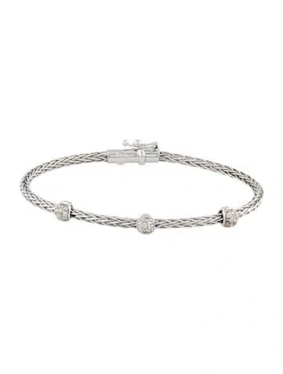 Pre-owned Roberto Coin 18k Diamond Station Woven Bracelet, 6.75" In Multicolor