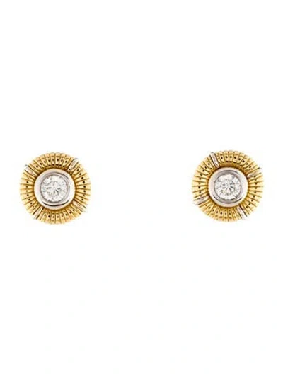 Pre-owned Roberto Coin 18k Diamond Stud Earrings In Multi