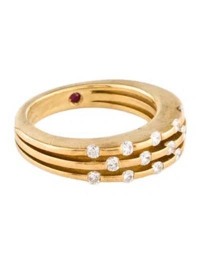 Pre-owned Roberto Coin 18k Diamond Three-row Band In Multi