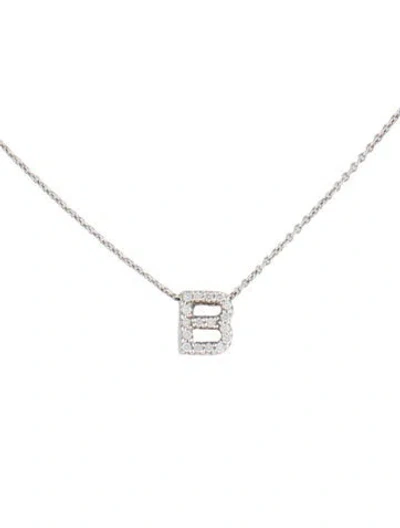 Pre-owned Roberto Coin 18k Diamond Tiny Treasure Love Letter Initial B Pendant Necklace, 18" In Multi