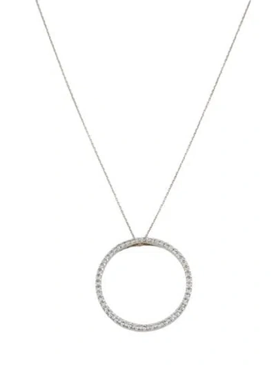Pre-owned Roberto Coin 18k Diamond Tiny Treasurers Large Circle Pendant Necklace, 18" In Multi