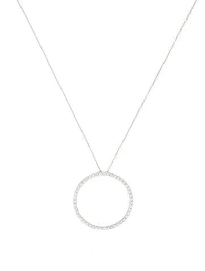 Pre-owned Roberto Coin 18k Diamond Tiny Treasures Large Circle Pendant Necklace, 20" In Transparent