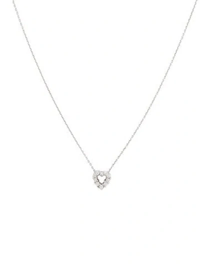 Pre-owned Roberto Coin 18k Diamond Tiny Treasures Mini Heart Pendant Necklace, 17.75" In Multi