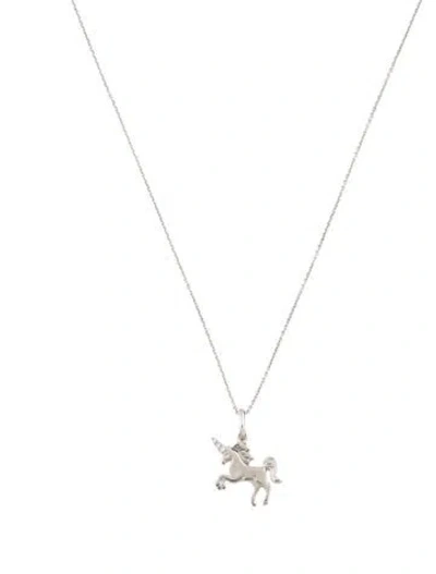 Pre-owned Roberto Coin 18k Diamond Unicorn Necklace, 18" In Multi