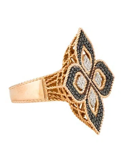 Pre-owned Roberto Coin 18k Diamond Venetian Princess Ring In Multi