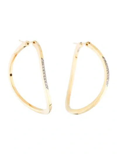 Pre-owned Roberto Coin 18k Diamond Wave Hoop Earrings In Multi