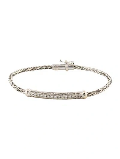 Pre-owned Roberto Coin 18k Diamond Woven Station Bracelet, 6.75" In Multi