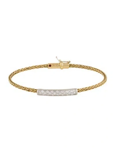 Pre-owned Roberto Coin 18k Diamond Woven Station Bracelet, 6.75" In Multi