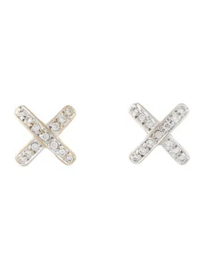 Pre-owned Roberto Coin 18k Diamond X Stud Earrings In Multi