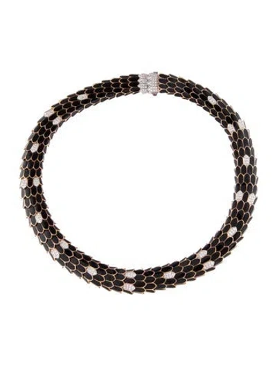 Pre-owned Roberto Coin 18k Enamel, Ruby & Diamond Cobra Collar Necklace, 9" In Multi