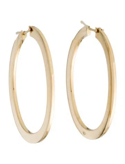 Pre-owned Roberto Coin 18k Flat Oval Hoop Earrings In Multi