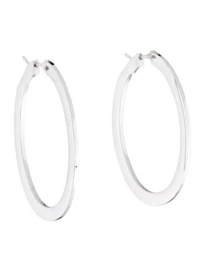 Pre-owned Roberto Coin 18k Flat Oval Hoop Earrings In Multicolor