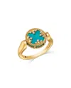 Roberto Coin 18k Gold Venetian Princess Medallion Diamond & Reversible Turquoise & Mother Of Pearl Ring In Gold