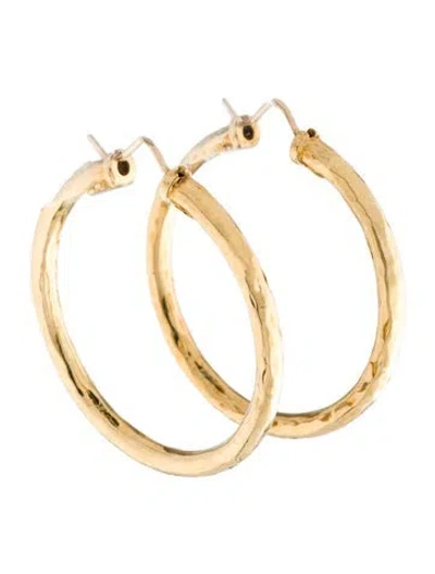 Pre-owned Roberto Coin 18k Large Martellato Hoop Earrings In Multi